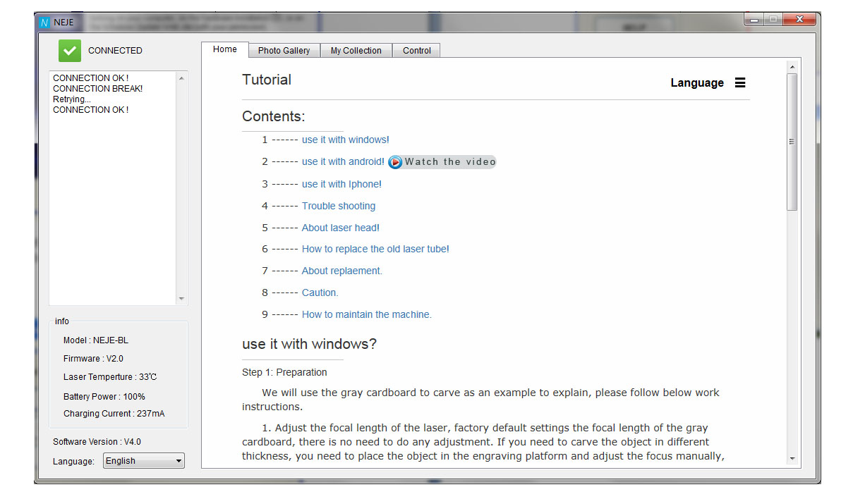 Neje Laser Engraver Software